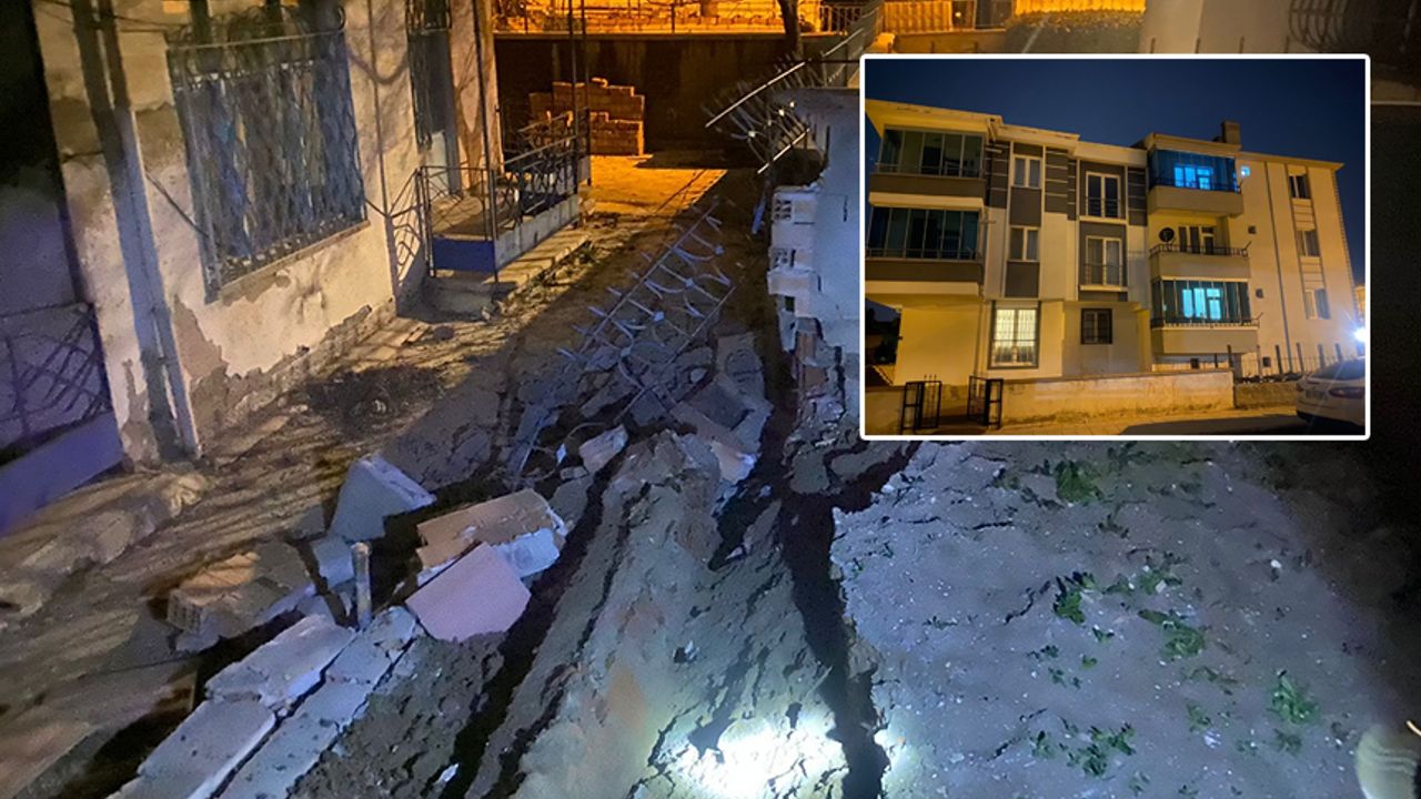 Çorum'da 3 katlı binanın istinat duvarı çöktü, vatandaşlar deprem paniği yaşadı