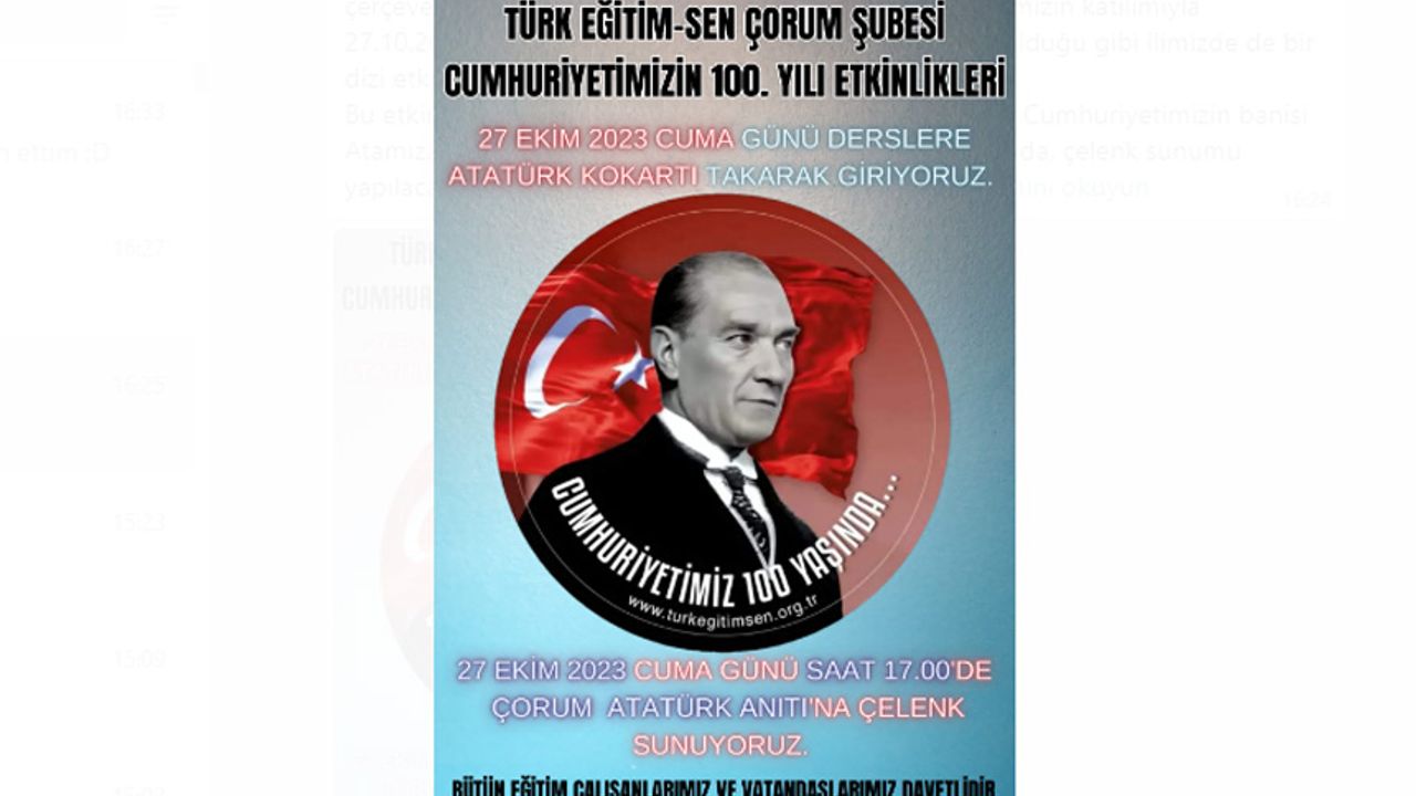 Türk Eğitim-Sen’den Cumhuriyet Bayramı etkinliği