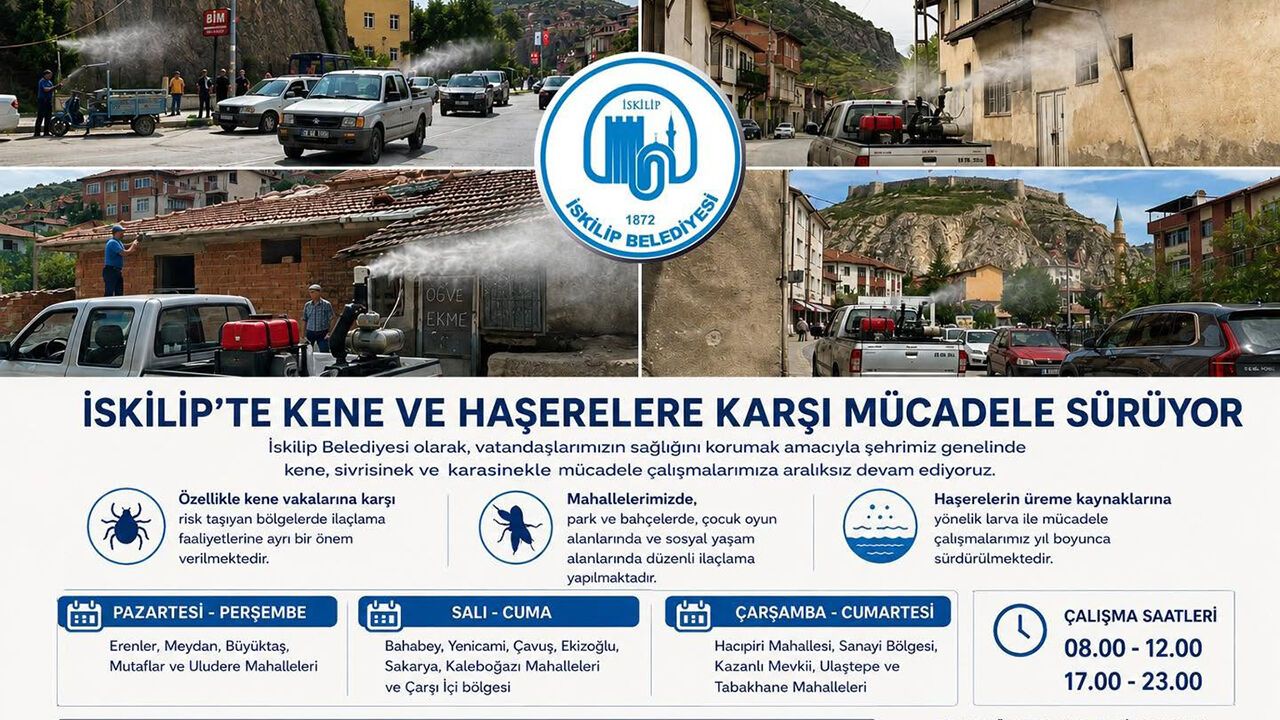 İskilip'te kene ve haşerelere karşı mücadele sürüyor