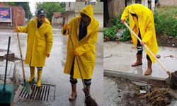 Alaca Belediyesi ekipleri yağmur giderlerini temizledi