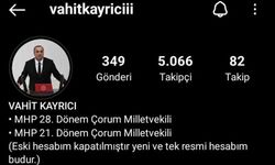 MHP Milletvekili Vahit Kayrıcı’nın instagram hesabı çalındı