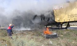 Amasya'da seyir halindeki tırda çıkan yangın hasara neden oldu