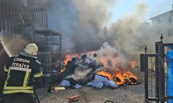 Çorum’da tekstil atıklarının bulunduğu alanda yangın: Mahalleli müdahaleye koştu