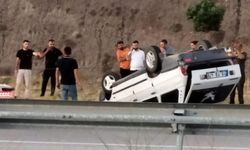 İskilip'te Virajı Alamayan Otomobil Takla Attı