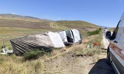 Çorum'da tarlaya devrilen kamyonetteki 2 kişi yaralandı
