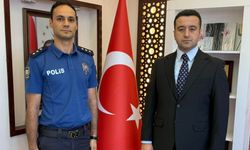 Başkomiserliğe terfi eden Yusuf Karatay’dan Kaymakam Şimşek’e ziyaret