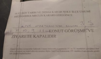 Korona virüs görülen apartmana bu not asıldı