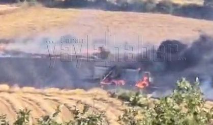 Devletoğlan Köyü’nde buğday yüklü kamyon alevlere teslim oldu