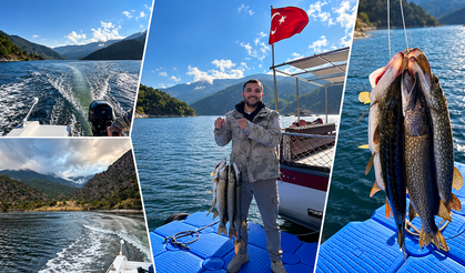 Çorum'da oltaya takılan balıklar yüzleri güldürdü