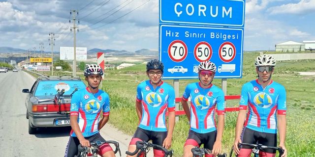 19 Mayıs için yola çıkan bisikletçiler Çorum'a ulaştı