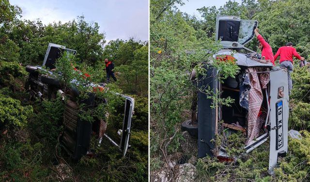 Otomobil şarampole devrildi: Karı koca yaralandı