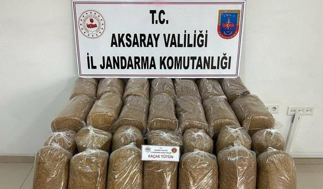Aksaray’da durdurulan yolcu otobüsünde 168 kilo kaçak tütün ele geçirildi