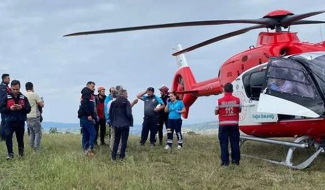 Çorum'da ormanlık alanda kaybolan yaşlı kadın helikopterle kurtarıldı