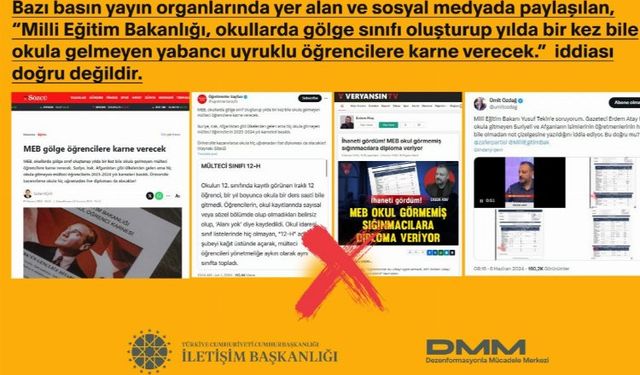 Okula gitmeyen yabancı uyruklu öğrencilere karne verileceği iddialarına açıklama