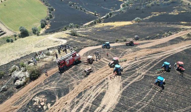 30 dönüm ekili arazi yangında kül oldu