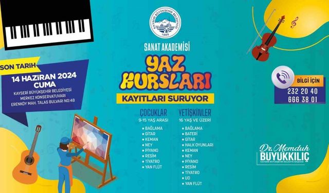 Büyükşehir Belediyesi Sanat Akademisi Yaz Kursları kayıtları sürüyor