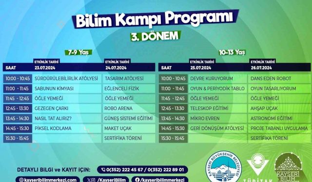 Büyükşehir’in yaz bilim kampı için kayıtlar başladı