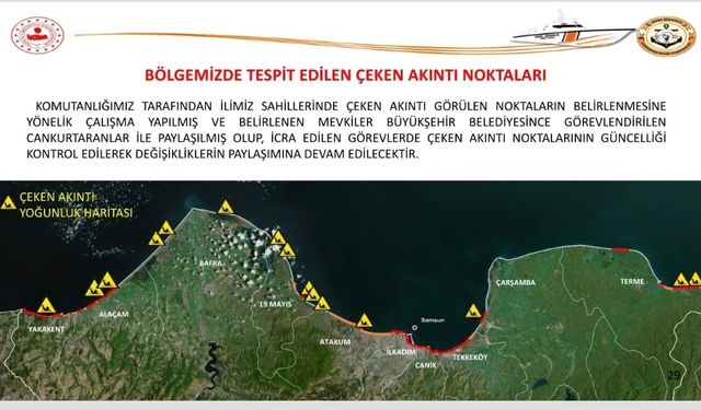 Samsun’da denizde tespit edilen çeken akıntı noktaları belirlendi