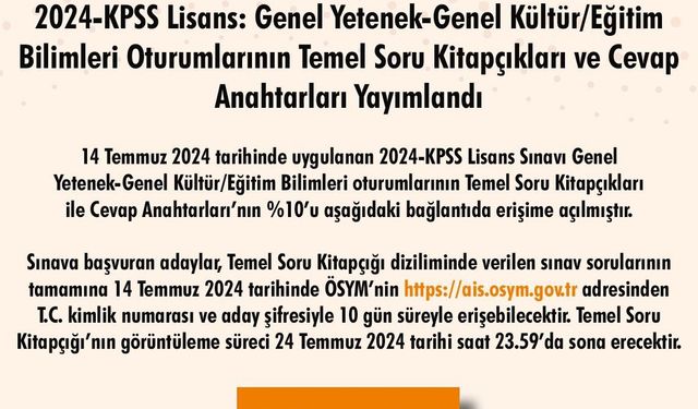 ÖSYM, 2024 KPSS Soru ve Cevap Anahtarlarını Yayımladı