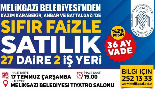 Melikgazi Belediyesi’nden ev veya işyeri sahibi olmak isteyenlere büyük fırsat