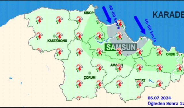 Orta Karadeniz’e su baskını, sel, heyelan ve yıldırım uyarısı