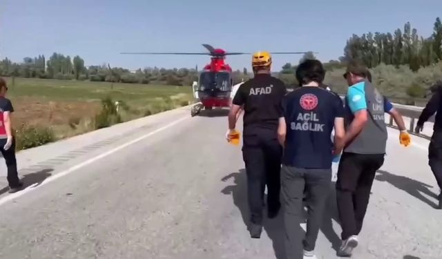 Trafik kazasına helikopterli müdahale