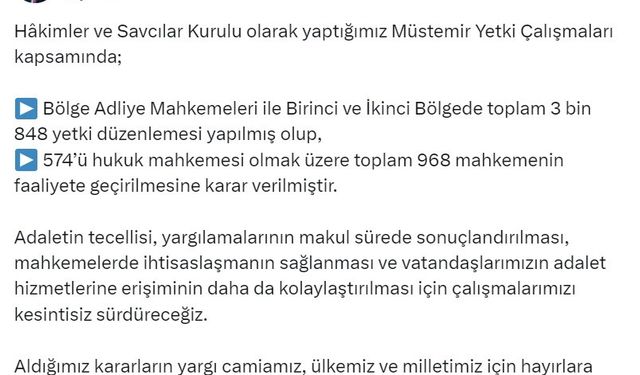 Adalet Bakanı Yılmaz Tunç: 968 Yeni Mahkeme Faaliyete Geçiyor