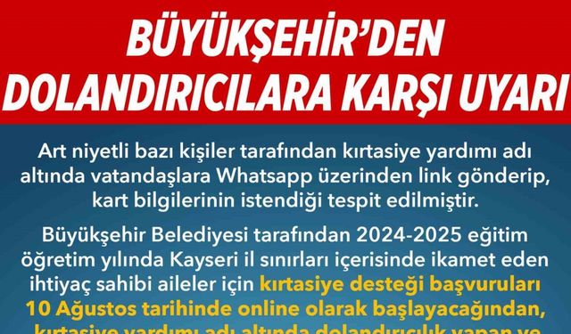 Büyükşehir’den "dolandırıcılık" uyarısı