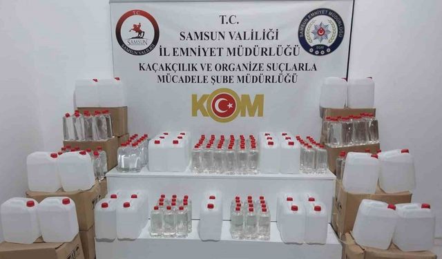 Samsun’da sahte içki yapımında kullanılan 1 ton etil alkol ele geçirildi