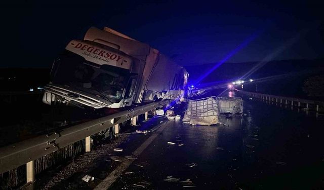 Sıvı gübre yüklü tır kaza yaptı: 1 yaralı