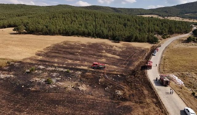 Yozgat’ta anız yangını ormana sıçramadan söndürüldü