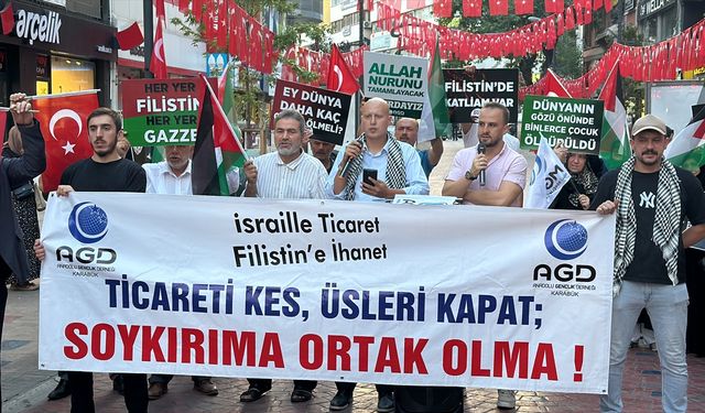 Karabük'te İsrail'in Filistin'e yönelik saldırıları protesto edildi