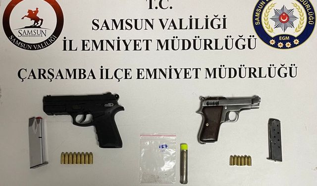 Samsun'da silah ve uyuşturucu operasyonunda 3 zanlı yakalandı