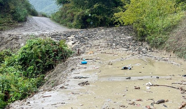 Yakakent'te sağanak nedeniyle oluşan taşkın mahalle içi yolu ulaşıma kapattı