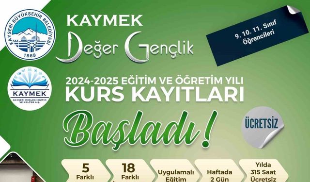 Büyükşehir KAYMEK’in Değer Gençlik Merkezi kurs kayıtları başladı