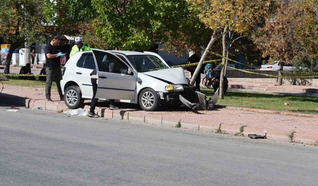 Kalp krizi geçiren sürücü ağaca çarparak durabildi