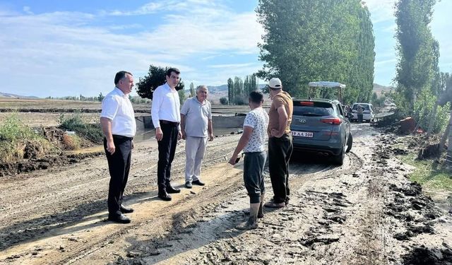 Kaymakam selden zarar gören köylerde inceleme yaptı