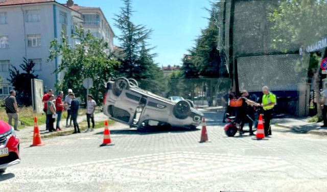 Konya’da otomobil takla attı: 1 yaralı