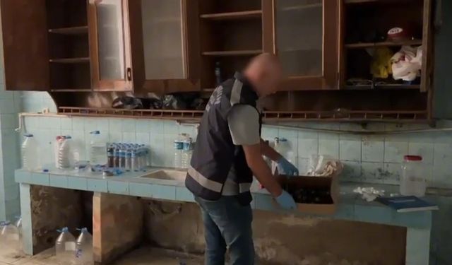 Samsun’da sahte içki imalatı yapılan eve polis baskını: 1 gözaltı