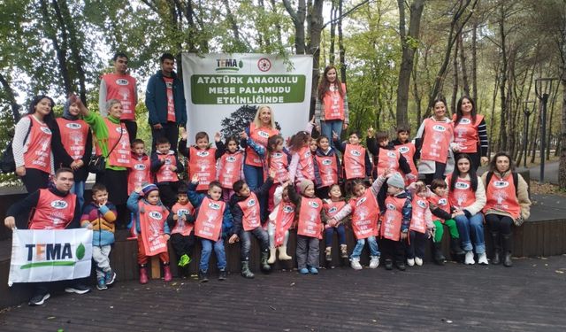 Samsun'da TEMA gönüllüleri anaokulu öğrencileriyle meşe palamudu dikti