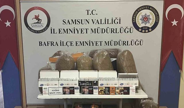 Bafra’da kaçak tütün ve makaron ele geçirildi