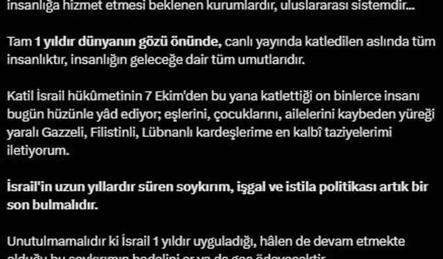 Cumhurbaşkanı Erdoğan: "İsrail bu soykırımın bedelini er ya da geç ödeyecek"