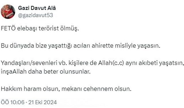 Gazi Tümgeneral Davut Alâ: “FETÖ’nün mekanı ’cehennem’ olsun”