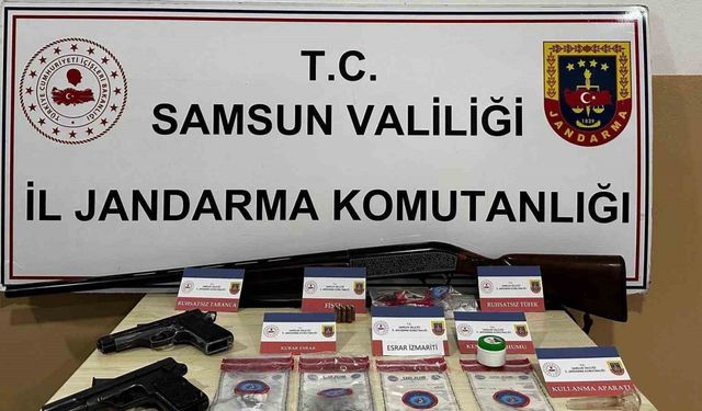 Jandarma ekipleri silah, mühimmat ve uyuşturucu madde ele geçirdi