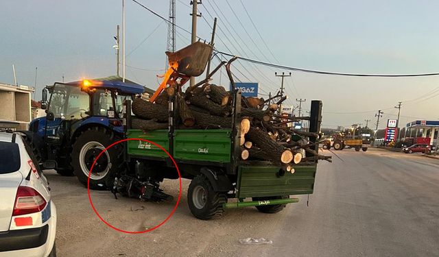 Alaca'da feci kaza! Motosiklet traktörün altında kaldı, sürücü ölümden döndü