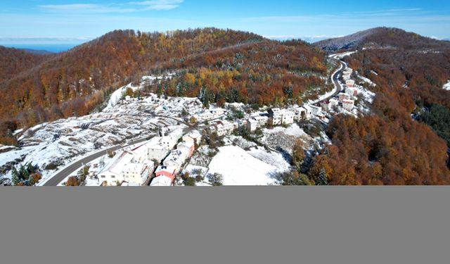 Kastamonu'da sonbaharın renklerine karın beyazı eklendi