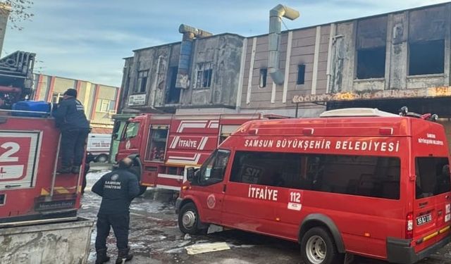 Samsun'da mobilya imalathanesinde çıkan yangın hasara yol açtı