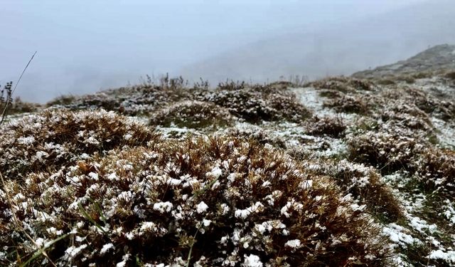 Tokat'ın yüksek kesimlerine kar yağdı