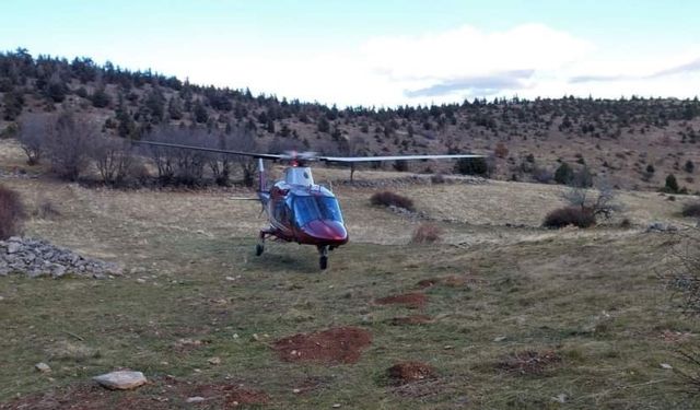 Dağda düşerek yaralandı, ambulans helikopterle hastaneye kaldırıldı