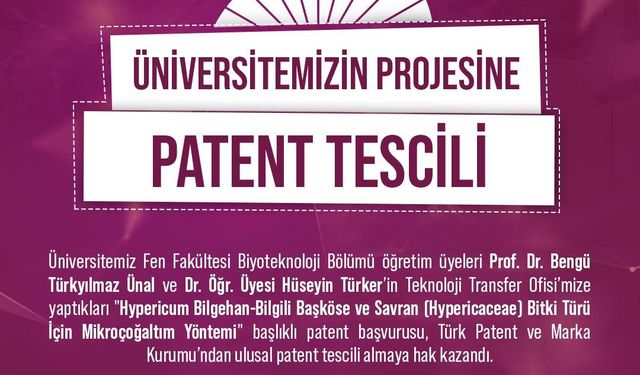 NÖHÜ Projesine Ulusal Patent Tescili